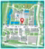 plattegrond Campus Woudestein waarop de locatie van Erasmus Paviljoen aangegeven is met een rode pin