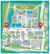 plattegrond Campus Woudestein waarop de locatie van de ingangen van Erasmus Plaza Parking aangegeven zijn met een rode pin