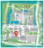 plattegrond Campus Woudestein waarop de locatie van Van der Goot Building aangegeven is met een rode pin